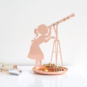 Detailed Model Literary Figure Curious Girl Copper Stargazer Jewellery Holder & Tray