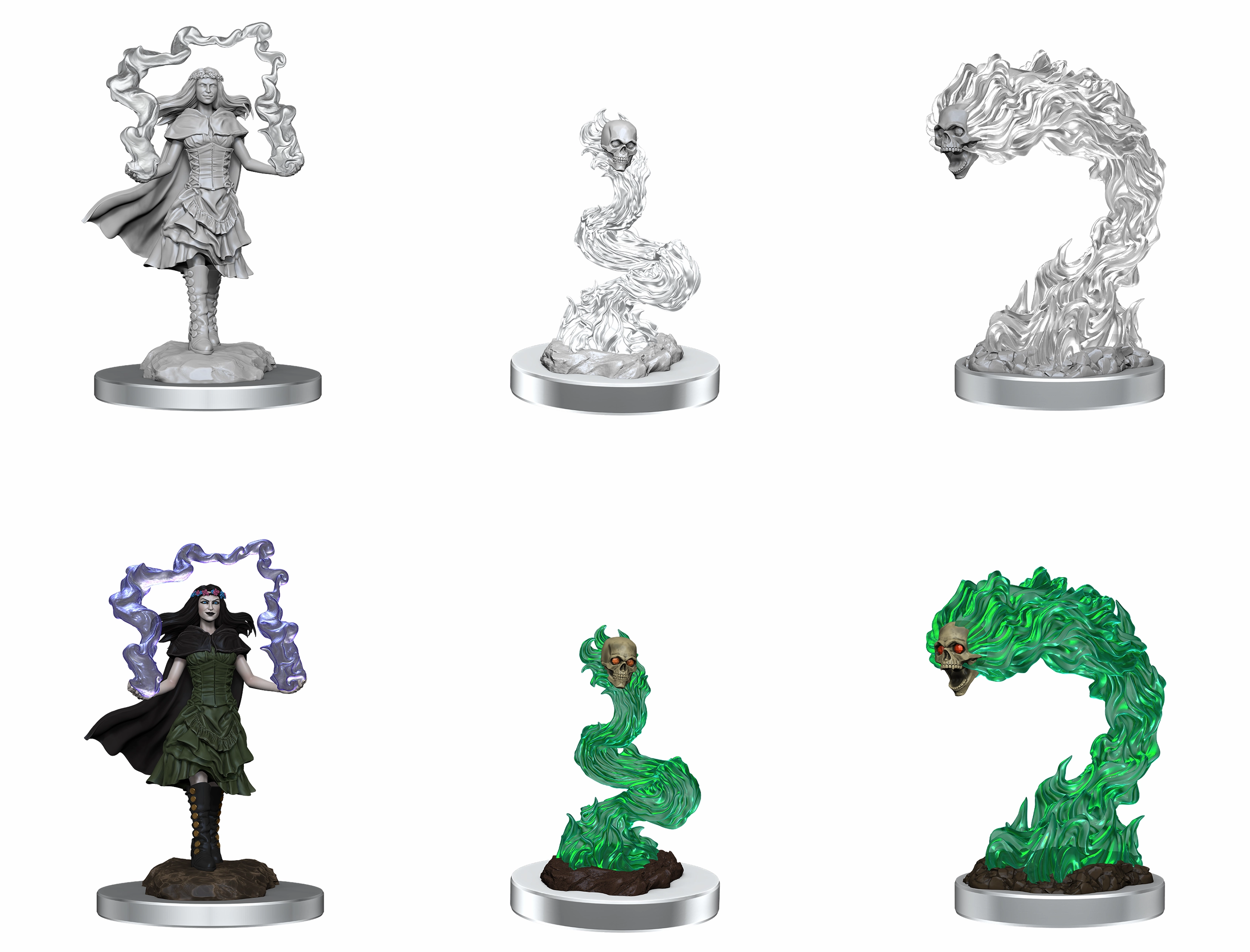 D&D Unpainted Minis WV21 Dark Spellcaster & Flameskulls Unlockable Content Autographed Edition