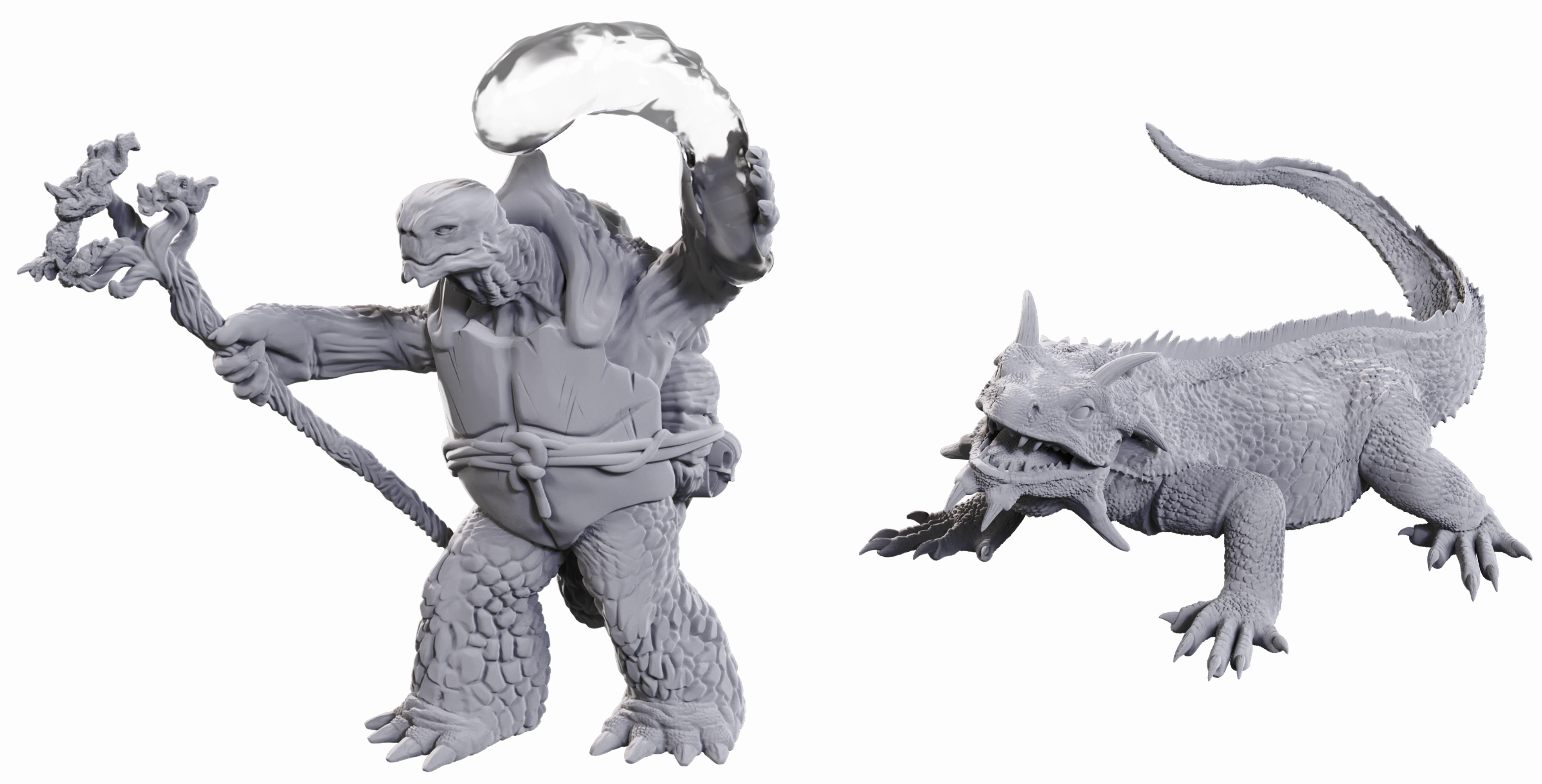 D&D UNPAINTED MINIS WV24 TORTLE DRUID & WILD SHAPE GIANT LIZARD Leadership Quality