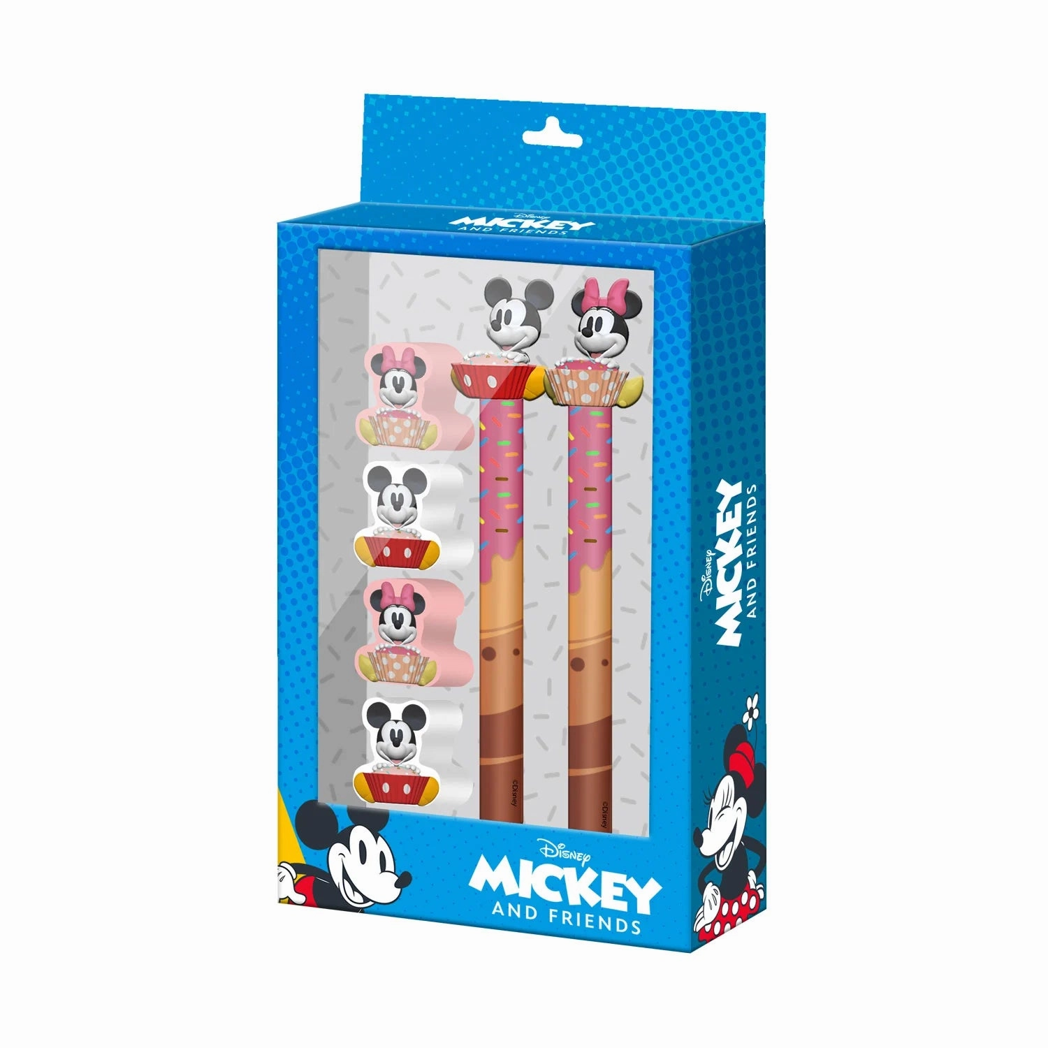 MINNIE & MICKEY - Muffin - Set de 2 Crayons   4 Gommes Small Operation