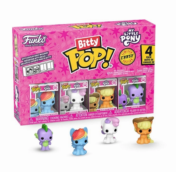 Magnetic pieces MY LITTLE PONNY - Bitty Pop 4 Pack 2.5cm - Rainbow Dash avec Chase PRECO > 30/10