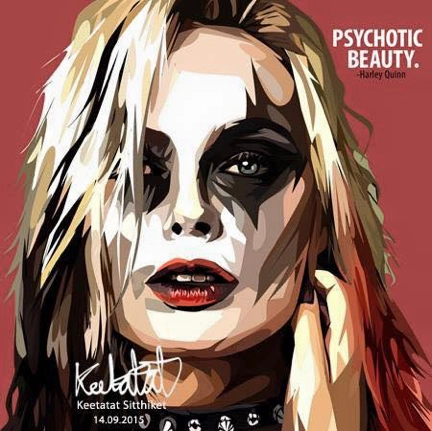 Designer Article Pop Art Wall Decoration Drawing (Harley Quinn Psychotic Beauty)