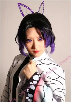 user friendly Destructible Environment "Demon Slayer" Shinobu Kocho style cosplay wig