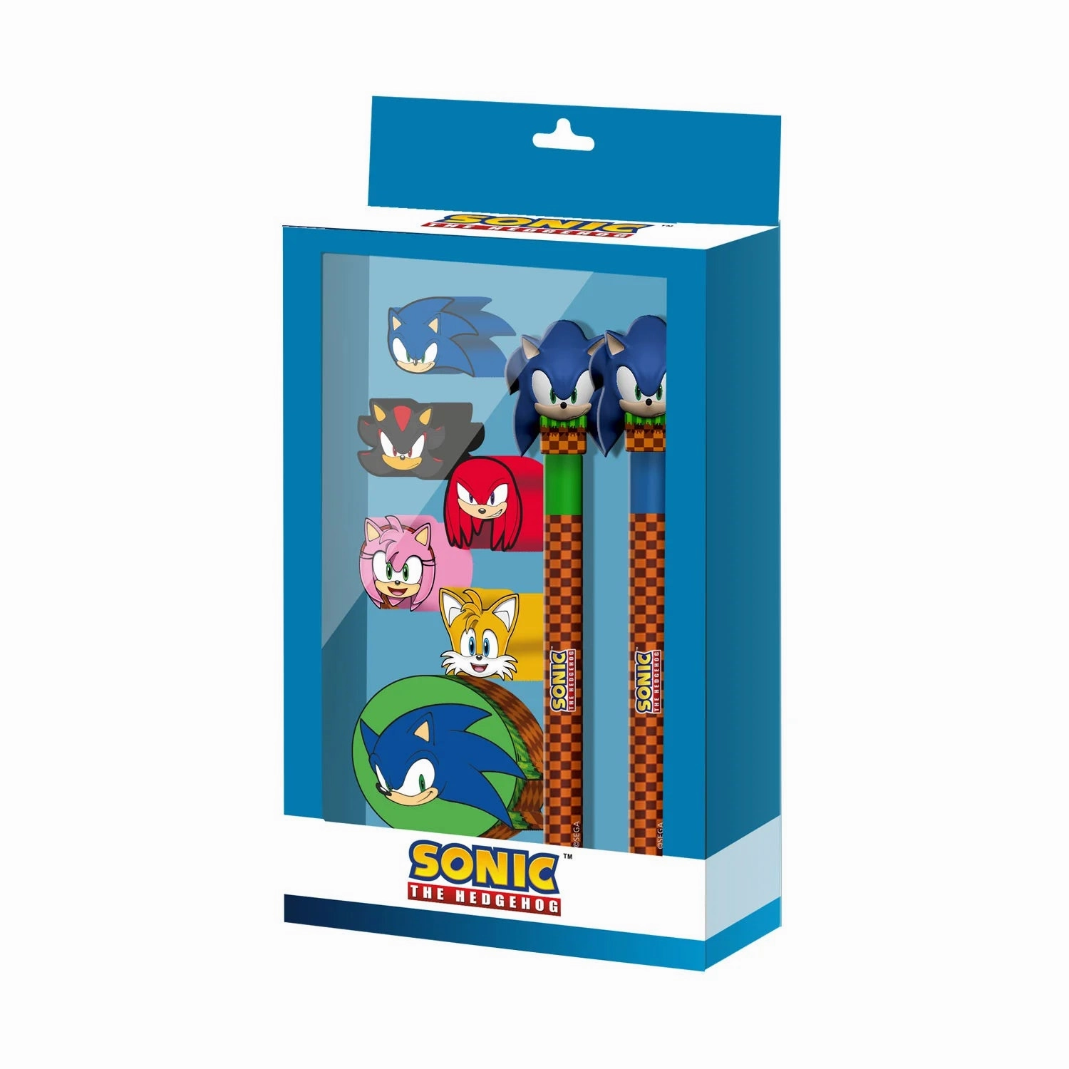 SONIC & Friends - Set de 2 Crayons   5 Gommes Small Case Virtual Character