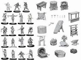 WIZKIDS UNPAINTED MINIS TOWNSPEOPLE/ACCESSORIES trade show Scarcely Uncommon