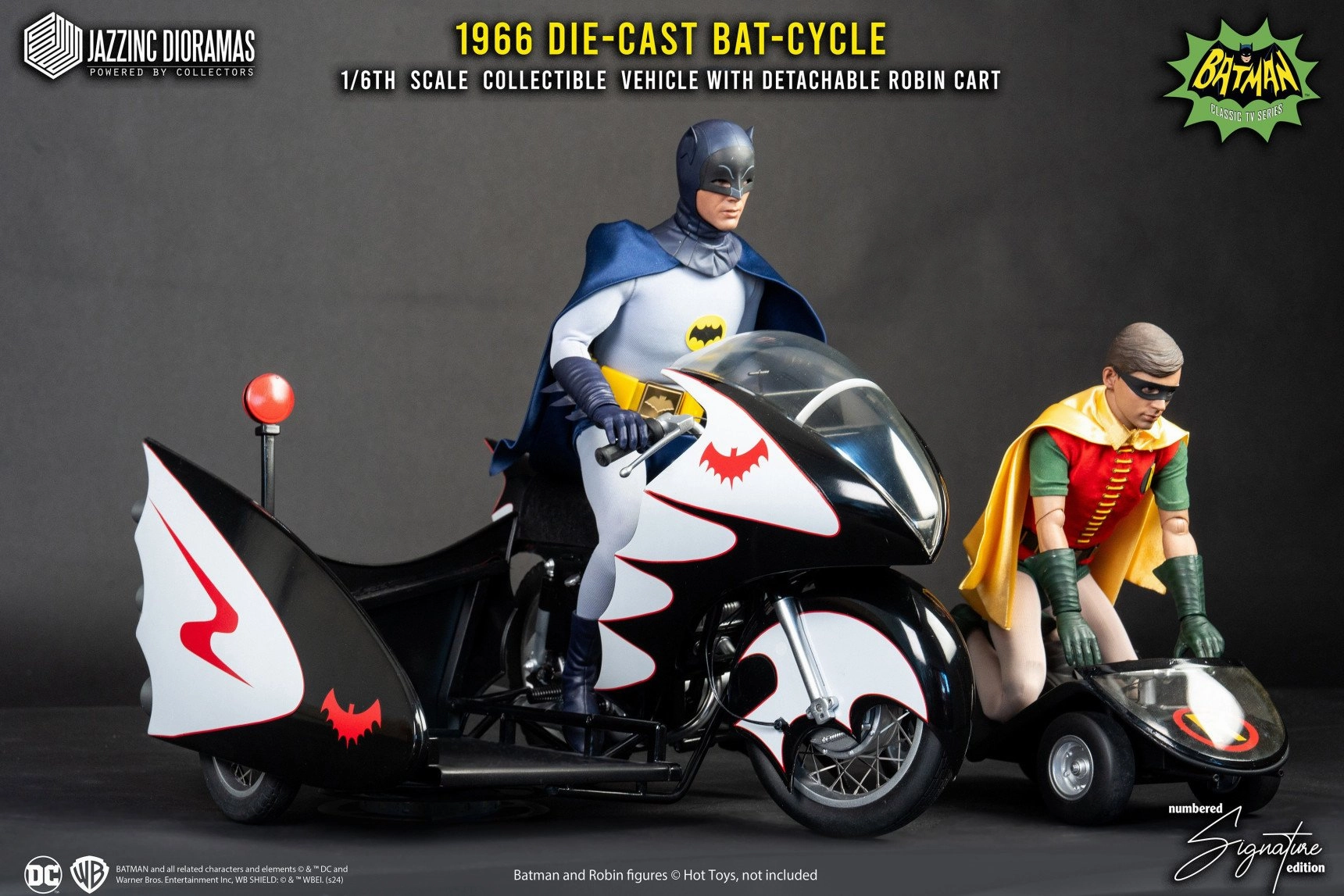 Battery operated Batman (1966) Batcycle with Sidecar (Ultimate Signature Ed.) 1/6 Scale Collectible